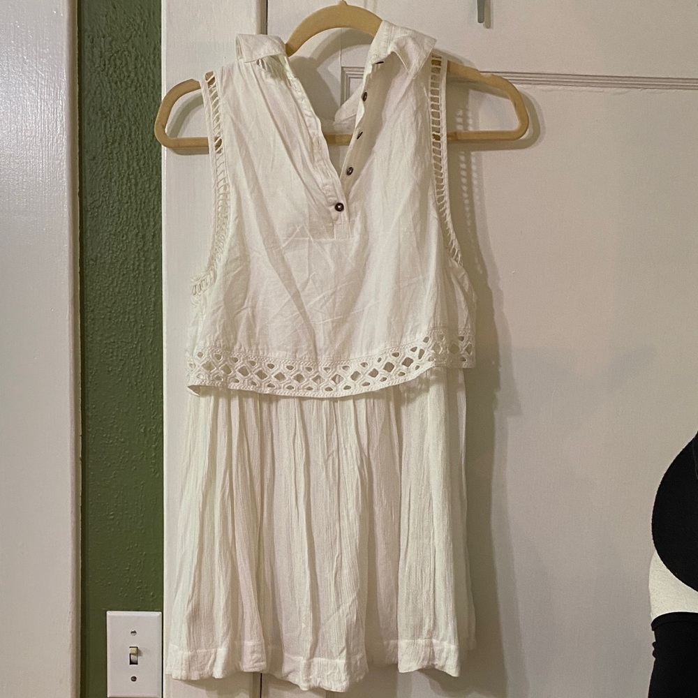 Free People White Lace-Detail Sleeveless Blouse - Picture 5 of 5